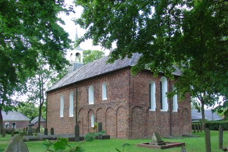 Brick church in a park