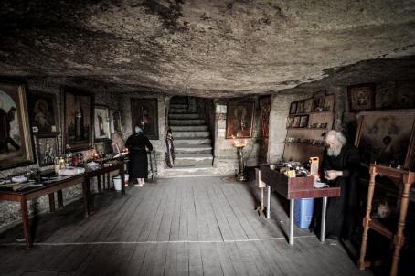 Interior of a monastery built in a cave