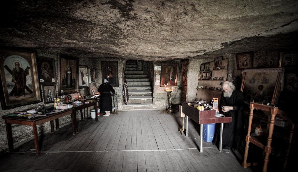 Interior of a monastery built in a cave