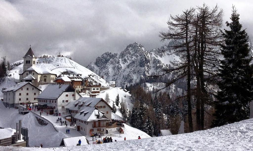 Small town on top of a mountain in winter